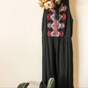 Black embroidered maxi dress